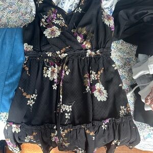 Floral Black Sleeveless Dress